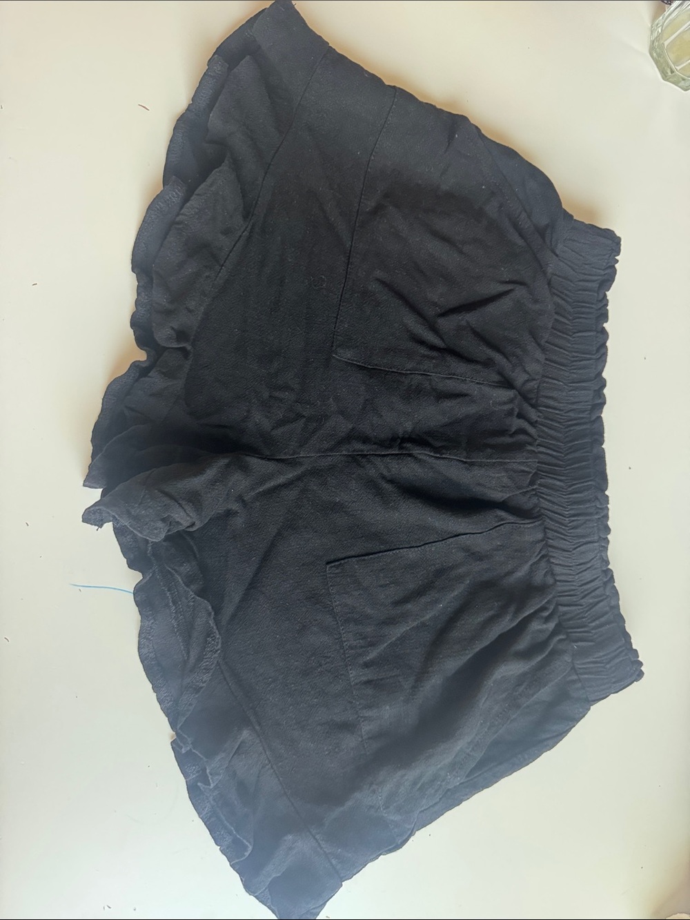 Black Women's Elastic-Waist Ruffle Hem Shorts
